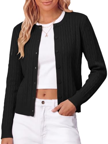 Womens Cardigan Sweaters Long Sleeve Cable Knit Clothing Basic Outfits at Amazon