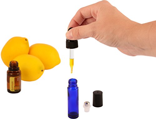 Year of Plenty Glass Eye Droppers for 15ml Essential Oil Bottles - Set of 6 - Black - Compatible with doTERRA and Young Living 15ml Bottles (6)