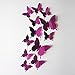 Bigban 12 PC Wall Stickers Decal Butterflies 3D Mirror Wall Art Home Decors (Hot Pink)