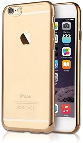 iPhone 6/6S, MOJA Ultra Thin Clear Crystal Rubber Case Cover With Slim Design (Golden Clear)