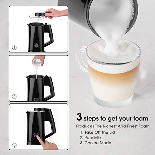 Milk Frother, Electric Foam Maker, Automatic Hot Cold Milk Steamer for Coffee, Cappuccino and Macchiato (Black) - Thumbnail 2