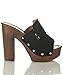 Nature Breeze Women's Faux Suede Platform Clog Chunky Block Heel Open Toe Fringe Sandals