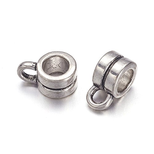 Pandahall 200pcs Tibetan Column Bail Beads Charm Carrier Hanger Links 9x6x4mm fit European Charm Bracelet Pendant