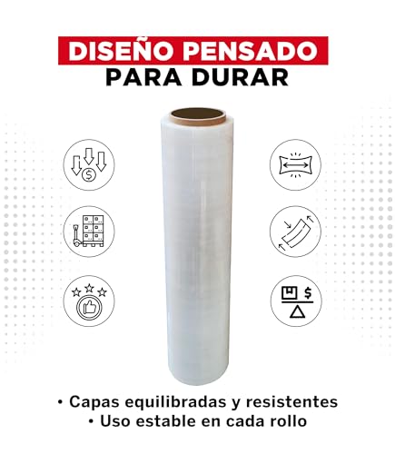 YUREX Emplaye Rollo Calibre 80 que Rinde Más con Menos Vueltas 18 pulgadas x800 pies para Empaque y Embalaje Protege Muebles Pallets en Mudanzas y Almacenaje sin Dejar Residuos Manual y Transparente