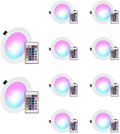 LED Ceiling Lights Recessed Panel Light Dimmable Downlight 10W Color Changing RGB 4.25 inch for Hallway Bathroom Bedroom Kitchen Stage Office Dining Show Room [10 Pack]