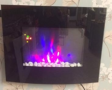 Elektrischer Wandkamin mit Flammenambiente, Glas-Front, gebogene Form