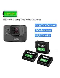 Ailuki GoPro: batería recargable (3 unidades, 1550 mAh, 3 canales, para GoPro Hero 5, negro, hero 6, negro y negro Hero 7, compatible con las cámaras originales)