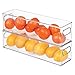 mDesign Plastic Stackable Food Storage Container Bin with Handles for Kitchen, Pantry, Cabinet, Fridge, Freezer - Long Narrow Organizer for Snacks, Produce, Vegetables, Pasta, 6 Pack - Clear