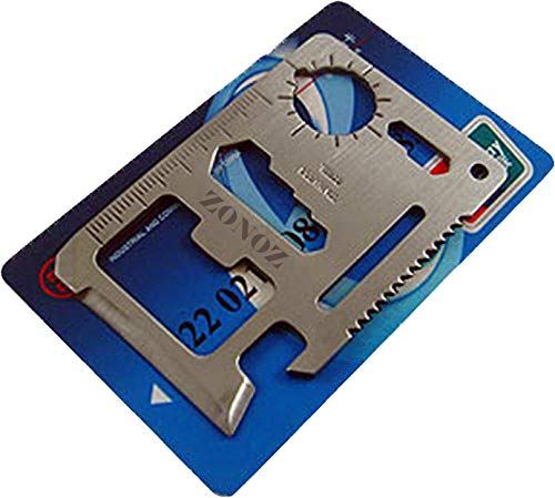 Zonoz Z-Tool - 11 in 1 Function Stainless Steel Multi Tool - Multi-Function Outdoor Hunting Survival Tool Card Camping Pocket Military Credit Card Knife (Silver)