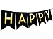 Black Happy Birthday Decorations Bunting Banner with Shimmering Gold Letters - 21st - 30th - 40th - 50th Birthday Party Supplies