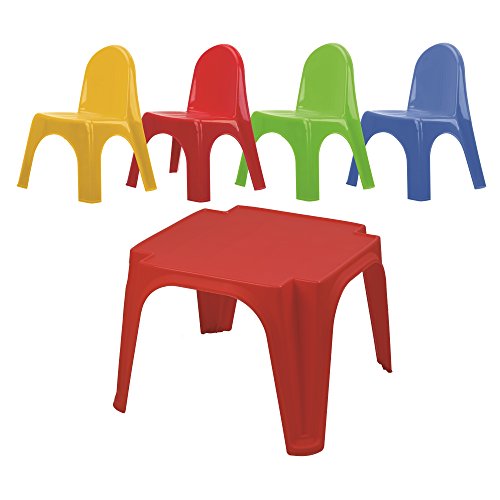 Starplay Keren Kids Play Table & 4 Chairs Primary Colors