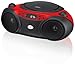 GPX, Inc.  Portable Top-Loading CD Boombox with AM/FM Radio and 3.5mm Line In for MP3 Device – Red/Blackthumb 1