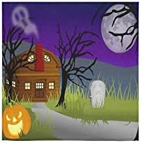 Happy Halloween Haunted House Custom Beach Hotel Travel Washcloth Hand Towel Warmer Soft and Comfortable 80% Polyester 20% Cotton, (13" x 13")