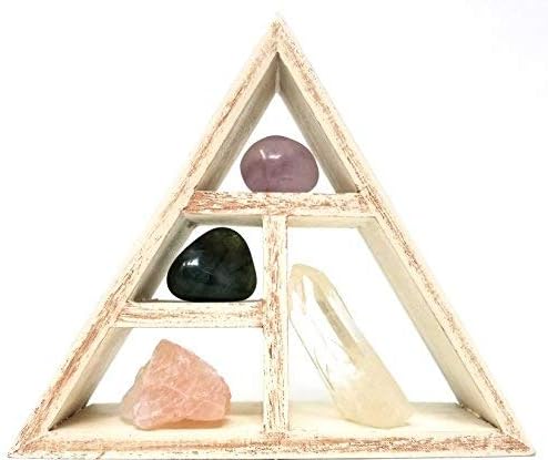 Virgo Zodiac Crystal Healing Set/Tumbled Stones and Wooden Geometric Triangle Shelf in Gift Box/Astrology Sign Virgo Birth Stones