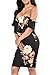 Pretid Sexy Women Floral Off Shoulder Ruffle Plain Stretch Bodycon Midi Dress