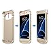 Galaxy S7 Charger Case, SAVFY 4200 mAh Portable External Backup Battery Charger Cover Case Pack for Samsung Galaxy S7 Rechargeable Power Bank Case (Gold)