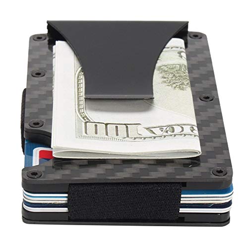 New Men Card Holder Slim Carbon Fiber Credit Card Holder Metal Wallet Money Clip Anti Scan Function Hold Card Coins Cash - Thumbnail 2