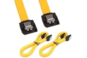 LINESO 2Pack 32in Long SATA Cable 6gb Straight with Locking Latch(Yellow)