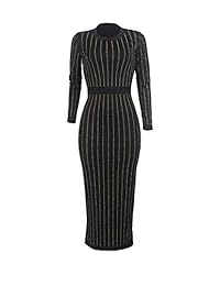 Vestido midi bodycon de manga larga con lentejuelas sexy de mujer Sprifloral Clubwear