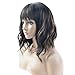 BERON 14'' Short Curly Women Girl's Charming Synthetic Wig with Air Bangs Wig Cap Included (Black Mixed Brown)