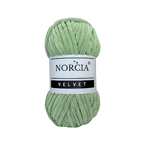 Soft Velvet Yarn Chenille Yarn for Crocheting Super Bulky 100g (74.3 yds) Baby Blanket Yarn for Knitting Amigurumi Yarn for Crochet Weaving Craft (Asparagus Green, 1 Skein)