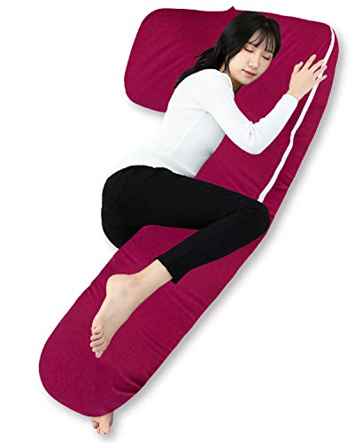 AngQi Pregnancy Body Pillow with Jersey Cover, L Shaped Full Body Pillow for Pregnant Women - Thumbnail 7