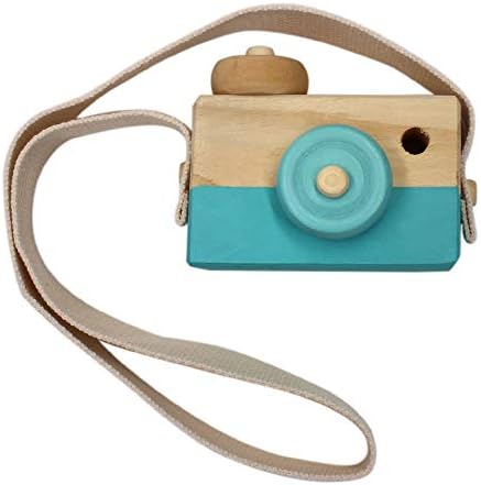 Allure Maek Wooden Mini Camera Toy Pillow Kids' Room Hanging Decor Portable Toy Gift (Blue)