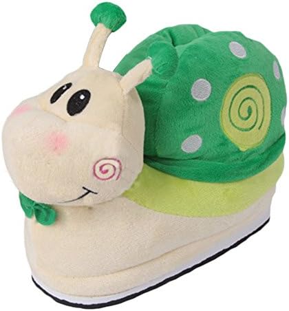 FeelMeStyle Plush Slippers Unisex – Feelme Animal Winter Warmers Snail Slippers Shoes For Adult Kids (children Length: 23cm For 28-34EU, Green)