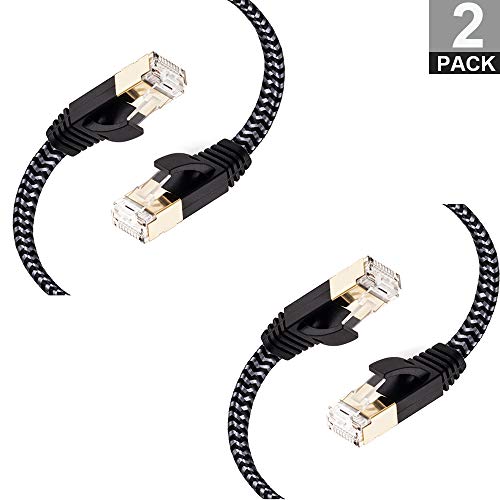 Cat 7 Ethernet Cable 3 ft 2 Pack, MORELECS Nylon Braided Cat 7 Internet Cable 3 ft Ethernet Cable RJ45 Network Cable Cat7 LAN Cable for PC Laptop Modem Router Cable Ethernet - Thumbnail 7