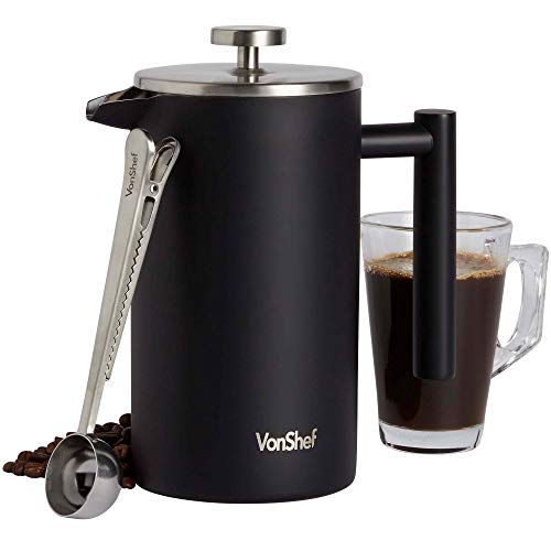 VonShef Cafetiere Stainless Steel Matte 
