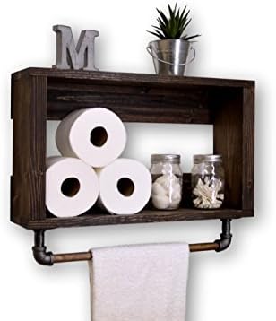 Handmade Crate Bathroom Shelf with Towel Bar