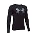 Under Armour Boys' Novelty Big Logo Long Sleeve, Black/Steel, Youth X-Small