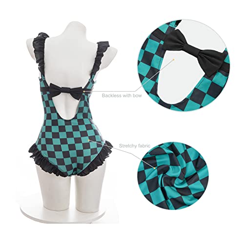CR ROLECOS Tanjiro Cosplay One Piece Swimsuit Anime Style Ruffle