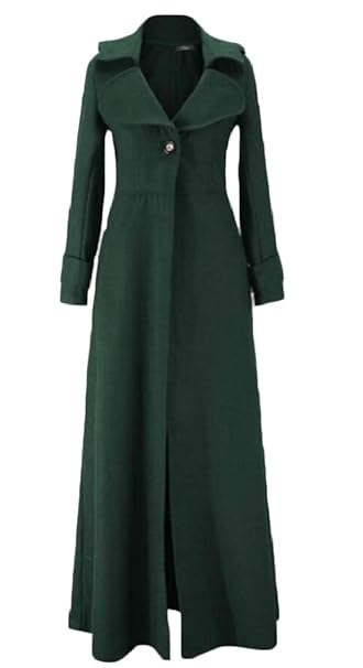 Hongqiantai Women S Wool Blend Overcoat Lapel Long Length Floor