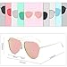 SOJOS Polarized Flat Mirror Lenses Sunglasses Classic Metal Double Bridge Glasses SJ1040 with Gold Frame/Pink Mirrored Polarized Lens