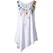 Oksale® Women Summer Loose Leisure Plus Size Feather Print Asymmetric Sleeveless Tunic Vest Top (White, XXL)