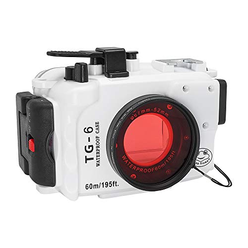 SeaFrogs 195FT/60M Underwater Camera Waterproof housing for Olympus TG-6 (White)