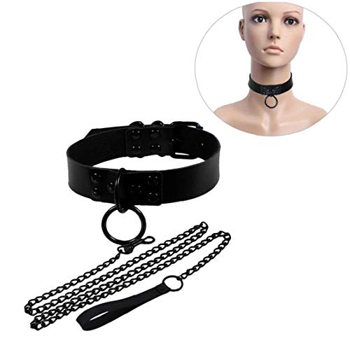 Berrywho-Cuoio-Sexy-Girocollo-Collana-Gothic-Rock-Choker-Regolabile-Harness-Gotica-per-Le-Donne-Gli-Uomini-Black