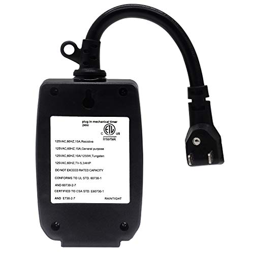 [2 Pack] BESTTEN Outdoor 24Hour Timer, Weatherproof, Grounded Outlet