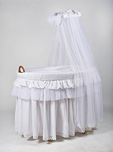 MJmark Brand New Wicker Crib Moses Basket Cot"Titania" incl. Bedding, Drape, Mattress from MJmark (White)