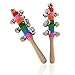 BCP 2 Pcs Rainbow Baby Child Educational Toy Handle Wooden Bells Stick Shaker Rattles