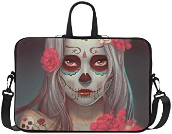 SLsenD Custom Beautiful Dia De Los Muertos Skull Classic Water Resistant Computer Bag Laptop Sleeve Notebook Case Cover 15.4 15.6 inch