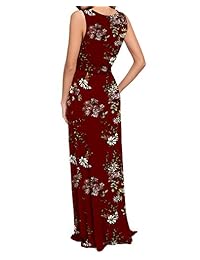 Pokwai Vestido largo casual sin mangas para dama, vestido de playa, vestido bohemio estampado