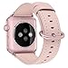 BRG Compatible with Apple Watch Band 38mm, Genuine Leather Watch Replacement Strap with Stainless Steel Buckle for Series 3 Series 2 Series 1 Sport and Edition, (Soft Pink Band+Rose Gold Buckle)