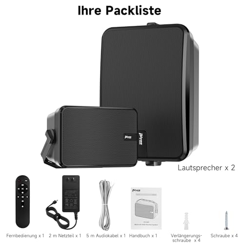 Plyee Audio Outdoor Bluetooth Speaker, Active + Passive Wall Mounting System, Built-in Amplifier, AUX Input for Patio, Porch, Pool, Garage, Pack of 2 (MZ-660)