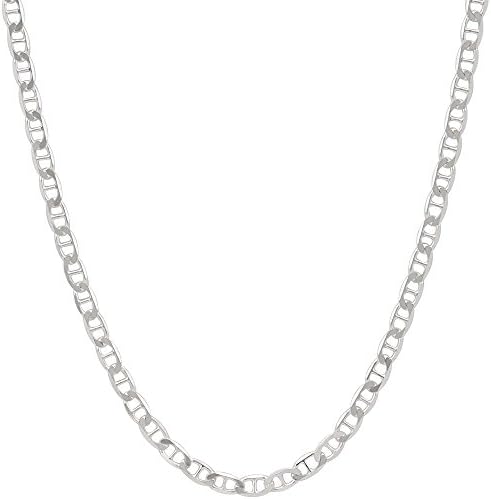 2.5mm Mens Solid .925 Sterling Silver Mariner Link Anchor Chain Necklace