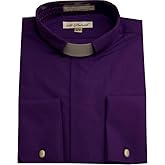 Regular and Big and Tall Long Sleeve Clergy Shirts Tab Collar to Size 24 Neck in Black, Purple, and White (Purple, 16/36-37)