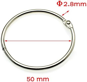 HSDOUBLE 10pcs Inner Dia 50mm Loose Leaf Book Binder Hinge Snap O Ring Locking Keychain Metal Craft Parts