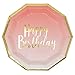 50 Count Pink and Gold Birthday Party Plates Disposable Dinner 9 inch Happy Birthday Gold Foil on Pink Ombre Party Supplies for Baby Shower Babys 1st Birthday Unicorn Party and More