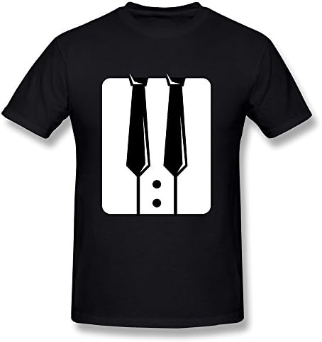 Van Men's Cartoon Creative Piano Keys Tie Etiquette Tees XL Black